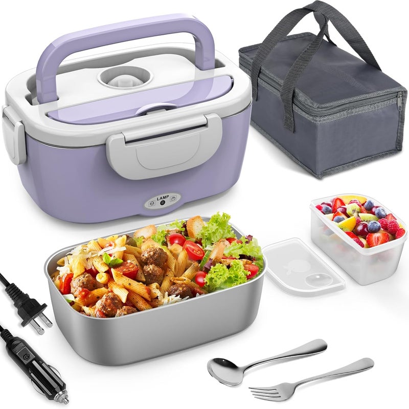 Vingud Electric Lunch Box for Adults, Heated Lunch Box Food Warmer, 80W Portable Heating Lunchbox for Women/Work/Car/Truck, 12/24/110V Lonchera Eléctrica Portátil Christmas White Elephant Gifts,Violet - Image 1